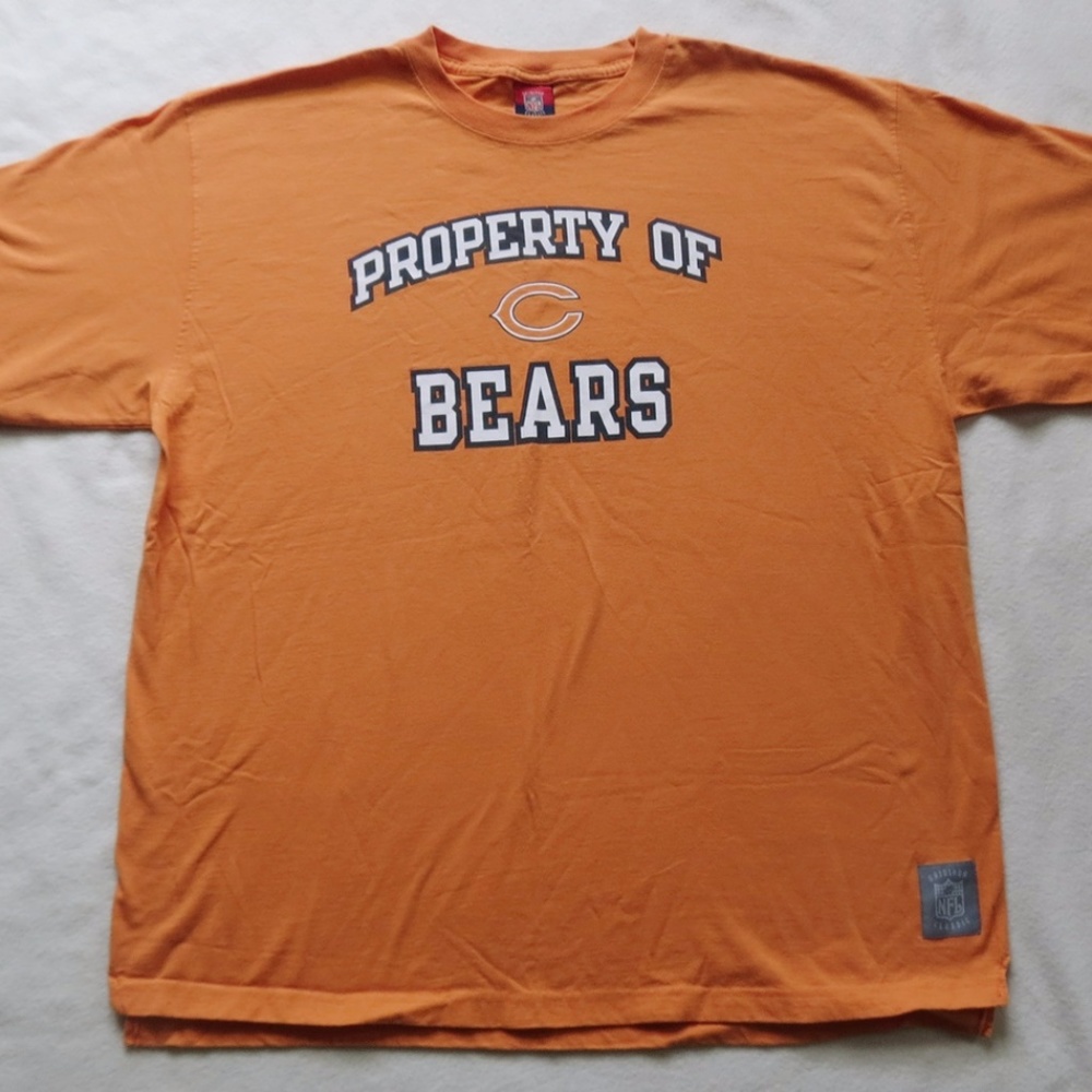 Reebok Property Of Bears T Shirt XL Orange Tee Football Chicago NFL